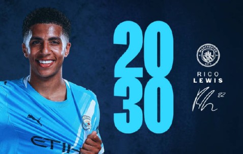 曼城官方：球队与后卫里科-刘易斯续约至2030年